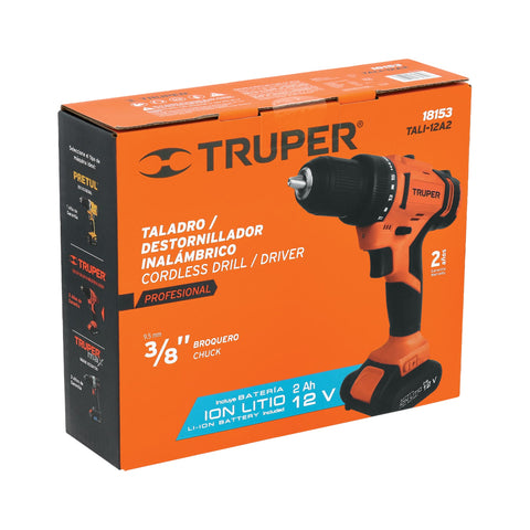 Taladro 3/8', 12V, 1 batería 2Ah, PRO | TALI-12A2 | 18153