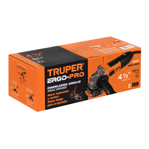 Esmeriladora angular 4-1/2', 850W, TRUPER ERGO PRO | ERGO-4580 | 18156