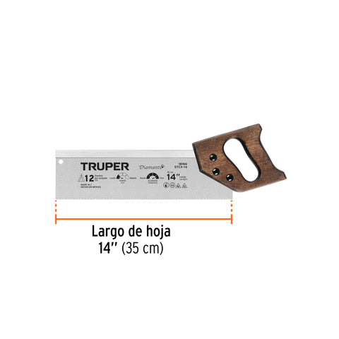 Serrucho de costilla 14' Diamante, 12 DPP, TRUPER | STCX-14 | 18166