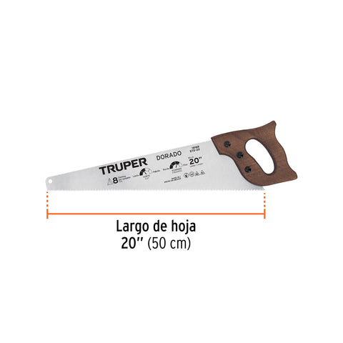 Serrucho 20' Dorado, 8 DPP, Truper | STD-20 | 18168