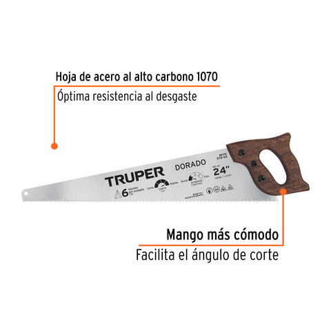 Serrucho 24' Dorado, 6 DPP, Truper | STD-24 | 18170