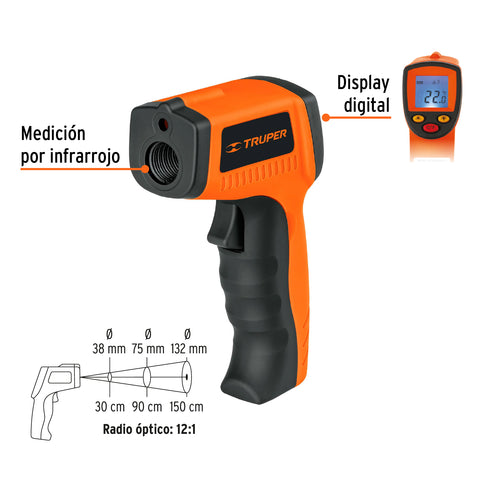 Medidor infrarrojo de temperatura de -50°C a 500°C, Truper | METE-500 | 18229