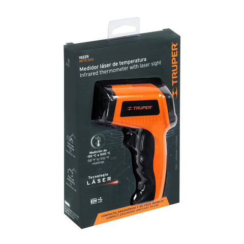 Medidor infrarrojo de temperatura de -50°C a 500°C, Truper | METE-500 | 18229
