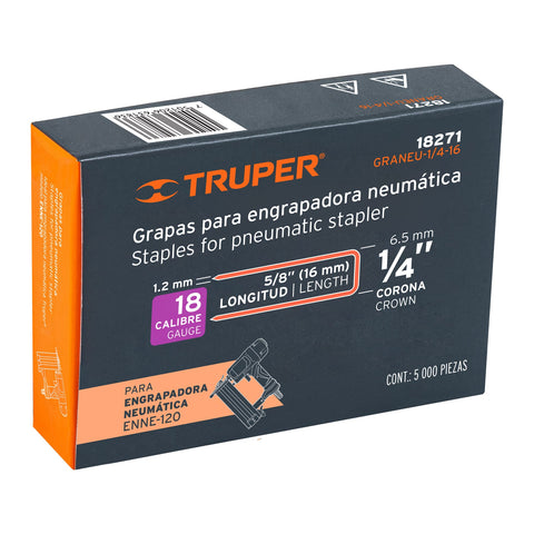 Caja con 5000 grapas corona 1/4' calibre 18, 16mm p/ENNE-120 | GRANEU-1/4-16 | 18271