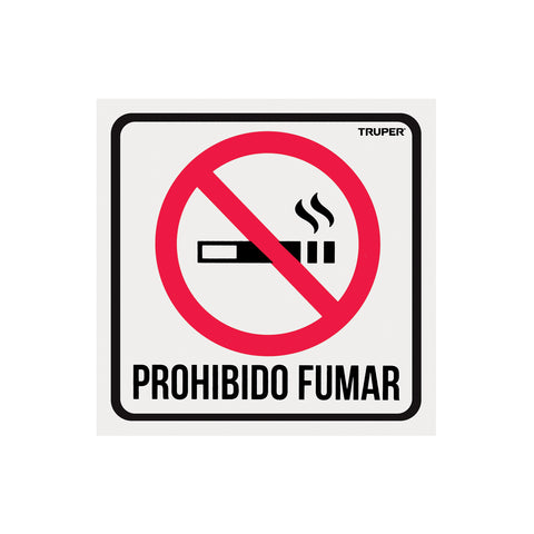 Letrero de señalización 'NO FUMAR', 19 x 19 cm, Truper | LIN-02 | 18293