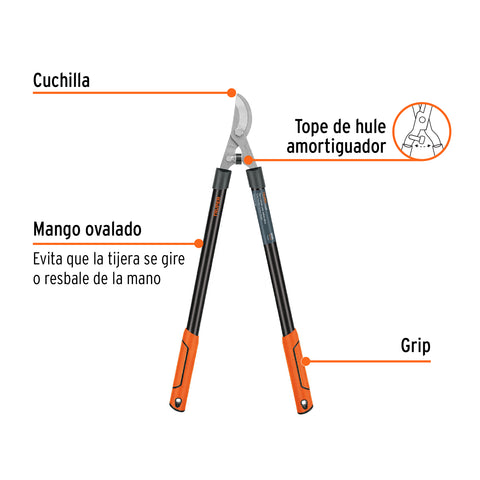 Tijera para ramas 70 cm, Classic, mgos tubulares, TRUPER | TB-122 | 18399