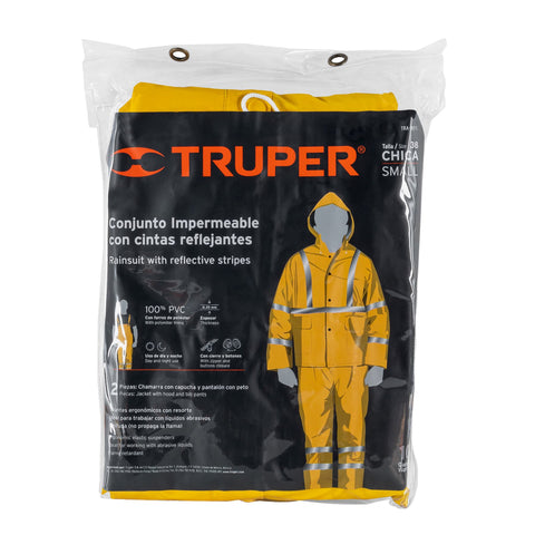 Conjunto impermeable doble capa amarillo con reflejante, CH | TRA-REF-S | 18415