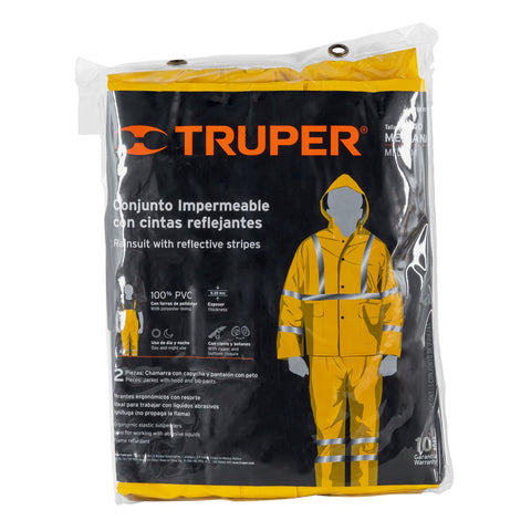 Conjunto impermeable doble capa amarillo con reflejante, M | TRA-REF-M | 18416