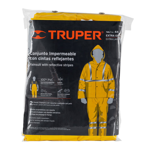 Conjunto impermeable doble capa amarillo con reflejante, XG | TRA-REF-XL | 18418