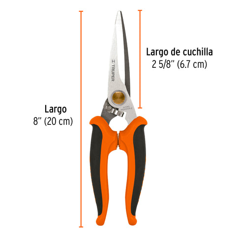 Tijera 8' multiusos de acero inox, mgo Comfort Grip, TRUPER | TIMU-8 | 18493