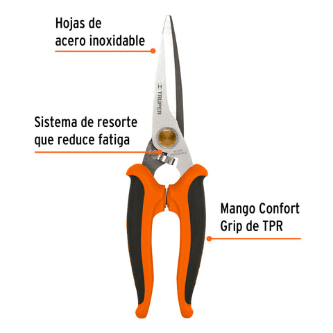 Tijera 8' multiusos de acero inox, mgo Comfort Grip, TRUPER | TIMU-8 | 18493