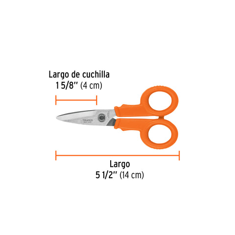 Tijera 5-1/2' de acero inoxidable para electricista, TRUPER | TIOF-5 | 18497