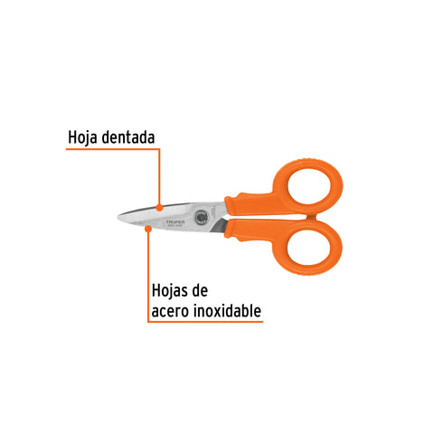Tijera 5-1/2' de acero inoxidable para electricista, TRUPER | TIOF-5 | 18497