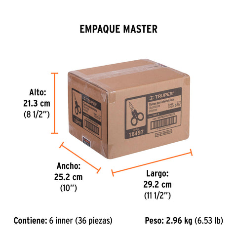 Tijera 5-1/2' de acero inoxidable para electricista, TRUPER | TIOF-5 | 18497