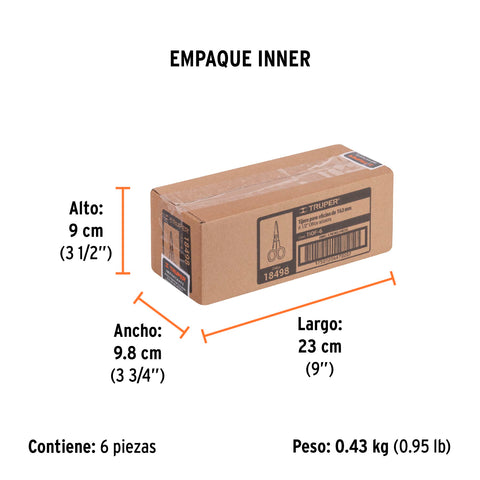 Tijera 6-1/2' de acero inoxidable para oficina, TRUPER | TIOF-6 | 18498