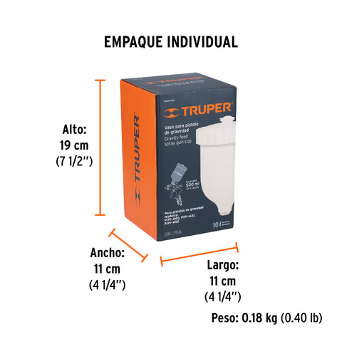 Vaso plástico de repuesto para PIPI-440/441/442, TRUPER | VASO-440 | 18538