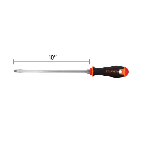 Desarmador plano 5/16' x 10' mango Comfort Grip, Truper | DR-5/16X10B | 18546