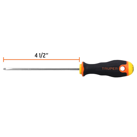 Desarmador cabinet 1/8' x 4-1/2' mango Comfort Grip, Truper | DG-1/8X4-1/2B | 18549