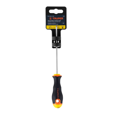 Desarmador cabinet 1/8' x 4-1/2' mango Comfort Grip, Truper | DG-1/8X4-1/2B | 18549