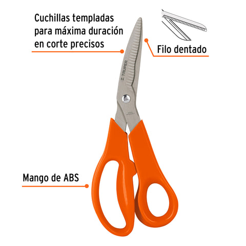 Tijera 8' multiusos de acero inox, cuchillas dentadas,TRUPER | TIMU-8E | 18564