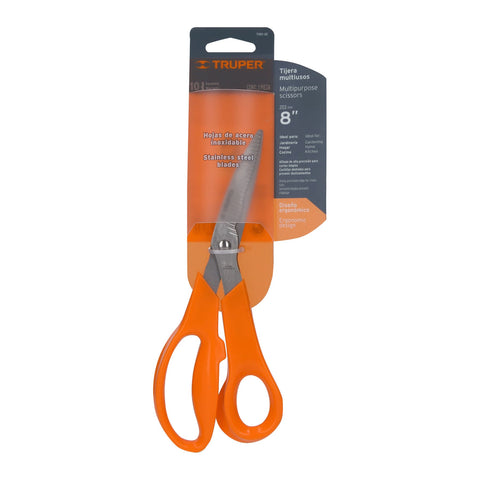 Tijera 8' multiusos de acero inox, cuchillas dentadas,TRUPER | TIMU-8E | 18564