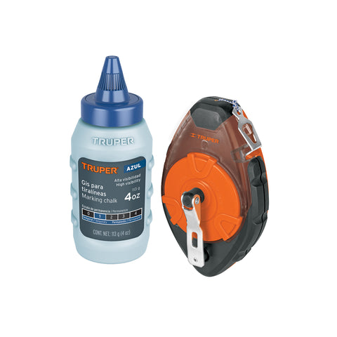 Tiralíneas profesional plástico con gis, 30m(100 ft), Truper | TL-100 | 18575
