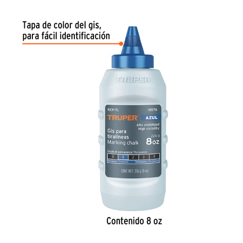 Gis azul para tiralíneas, alta visibilidad, 8 oz, Truper | REP-TL | 18576