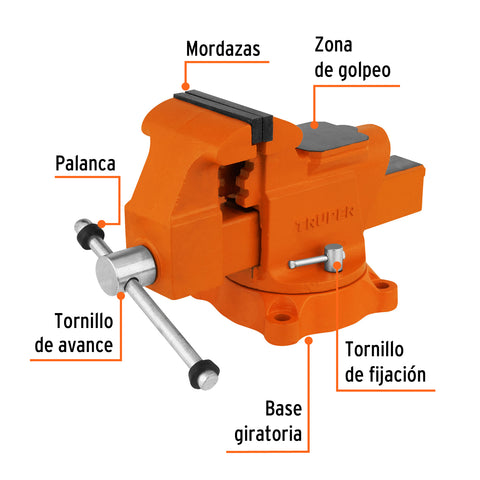 Tornillo de banco 4' uso industrial de hierro nodular | TA-4 | 18592