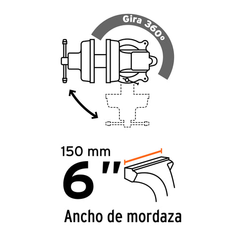 Tornillo de banco 6' uso industrial de hierro nodular | TA-6 | 18594