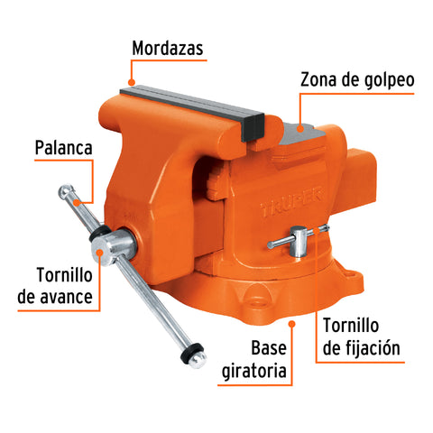 Tornillo de banco 8' uso industrial de hierro nodular | TA-8 | 18595