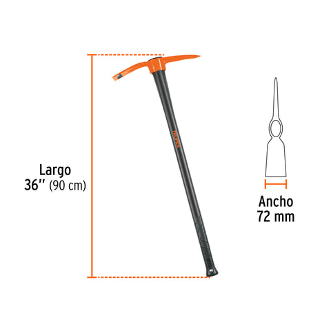 Talacho-pico 2.5 lb, mango fibra de vidrio 36', Truper | TP-2.5M | 18631