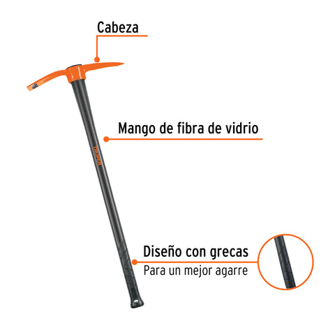 Talacho-pico 2.5 lb, mango fibra de vidrio 36', Truper | TP-2.5M | 18631