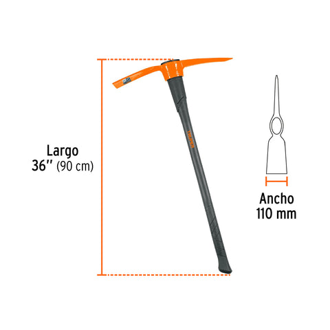 Talacho-pico 5 lb, mango fibra de vidrio 36', Truper | TP-5M | 18647