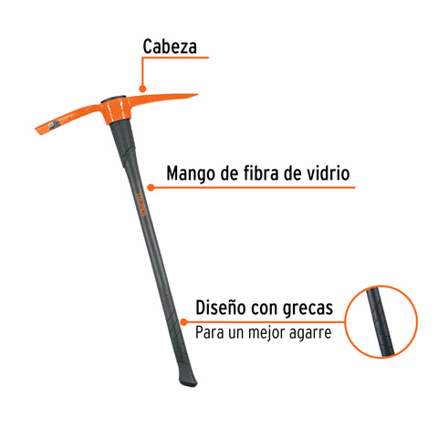 Talacho-pico 5 lb, mango fibra de vidrio 36', Truper | TP-5M | 18647
