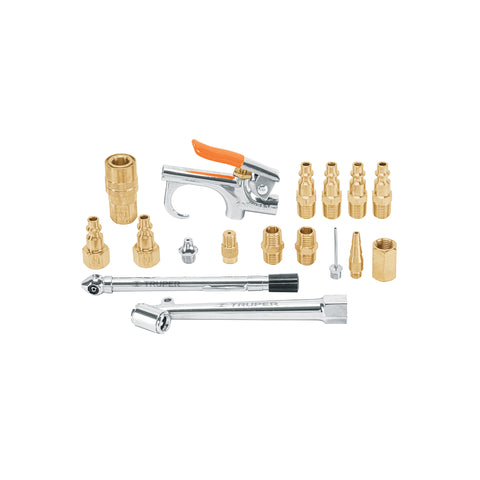 Juego de 17 accesorios neumáticos, cuerda 1/4' NPT, TRUPER | JAN-17 | 19022