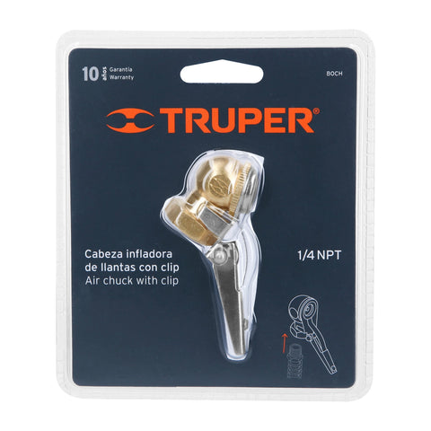 Cabeza infladora llantas c/clip, hembra, 1/4' NPT, TRUPER | BOCH | 19026
