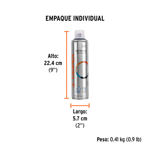 Pintura en aerosol, cromo metálico, bote esbelto, 400 ml | PAM-CR | 19053