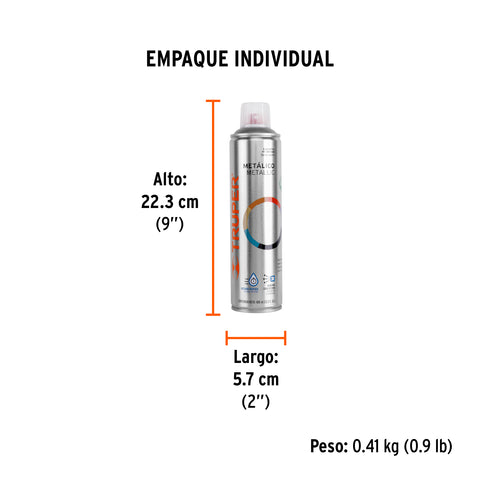 Pintura en aerosol, plata metálico, bote esbelto, 400 ml | PAM-PL | 19059