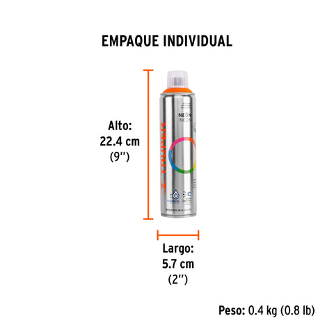 Pintura en aerosol, naranja neón, bote esbelto, 400 ml | PAF-NA | 19072