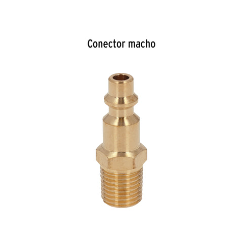 Conector rápido de latón, macho, cuerda 1/4' NPT, TRUPER | CORAL-MA-1/4 | 19083