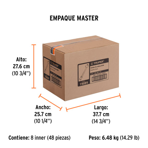 Inflador de cabeza doble, cuerda 1/4' NPT, TRUPER | VAL-INF-1/4 | 19089