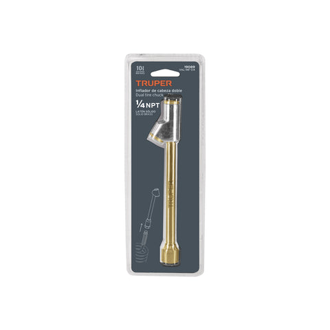 Inflador de cabeza doble, cuerda 1/4' NPT, TRUPER | VAL-INF-1/4 | 19089