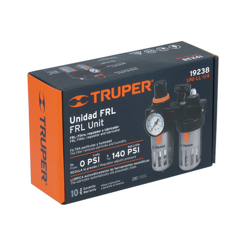 Filtro y regulador de aire con módulo de lubricación, TRUPER | UNI-LL-1/4 | 19238
