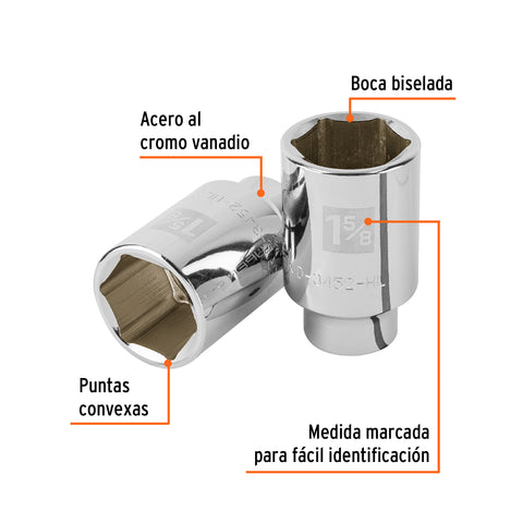 Dado largo de 1-5/8', 6 puntas, cuadro 3/4', Truper | D-3452-HL | 19349