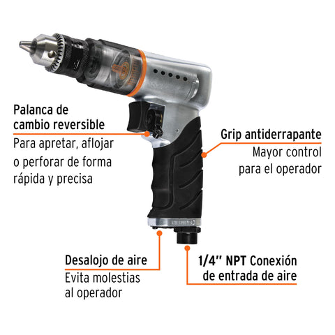 Taladro neumático reversible 3/8', Truper | TPN-788RX | 19368