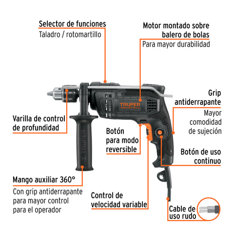 Rotomartillo 1/2', 700W, TRUPER INDUSTRIAL | ROTO-1/2N6 | 19457