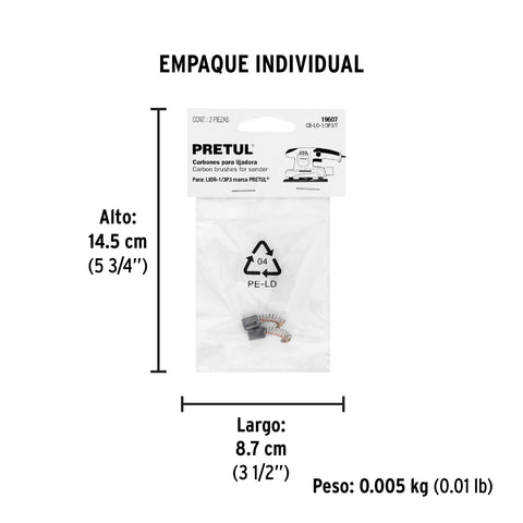 Bolsa con 2 carbones de repuesto para LIOR-1/3P3/T, TRUPER | CB-LO-1/3P3/T | 19607