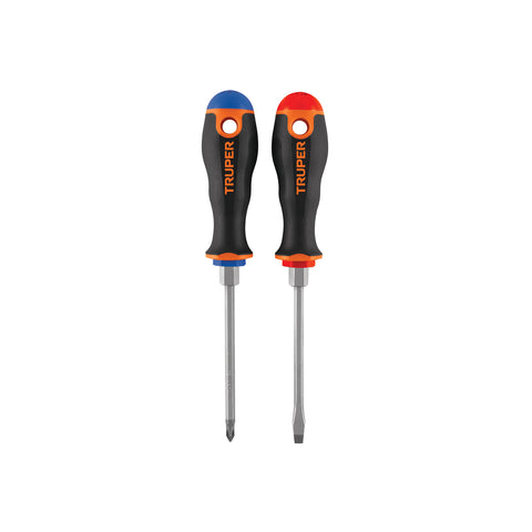 Dúo de desarmadores 3/16' x 4' mango Comfort Grip, Truper | DUO-3/16X4B | 19623