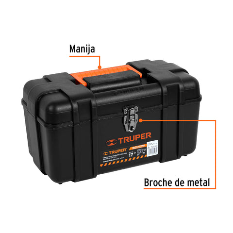 Caja para herramienta 17' industrial, broches metálicos | CHP-17X | 19656