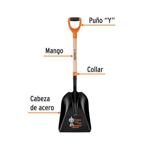 Pala carbonera chica T-2000, puño 'Y', Truper | PCACY-P | 19660